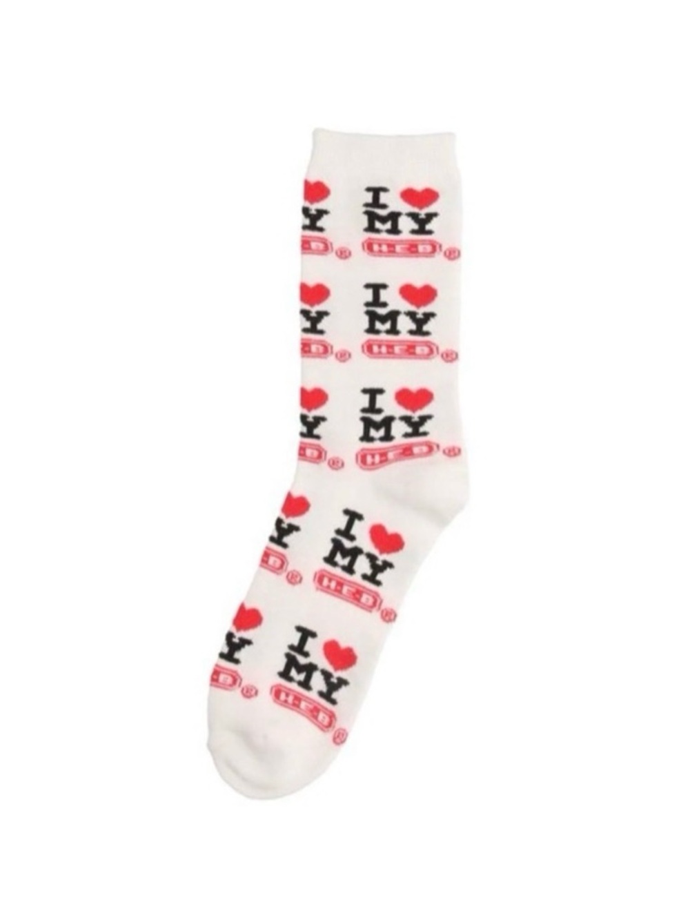 The product is a set of "I Love My HEB" socks 
New in package 
One size